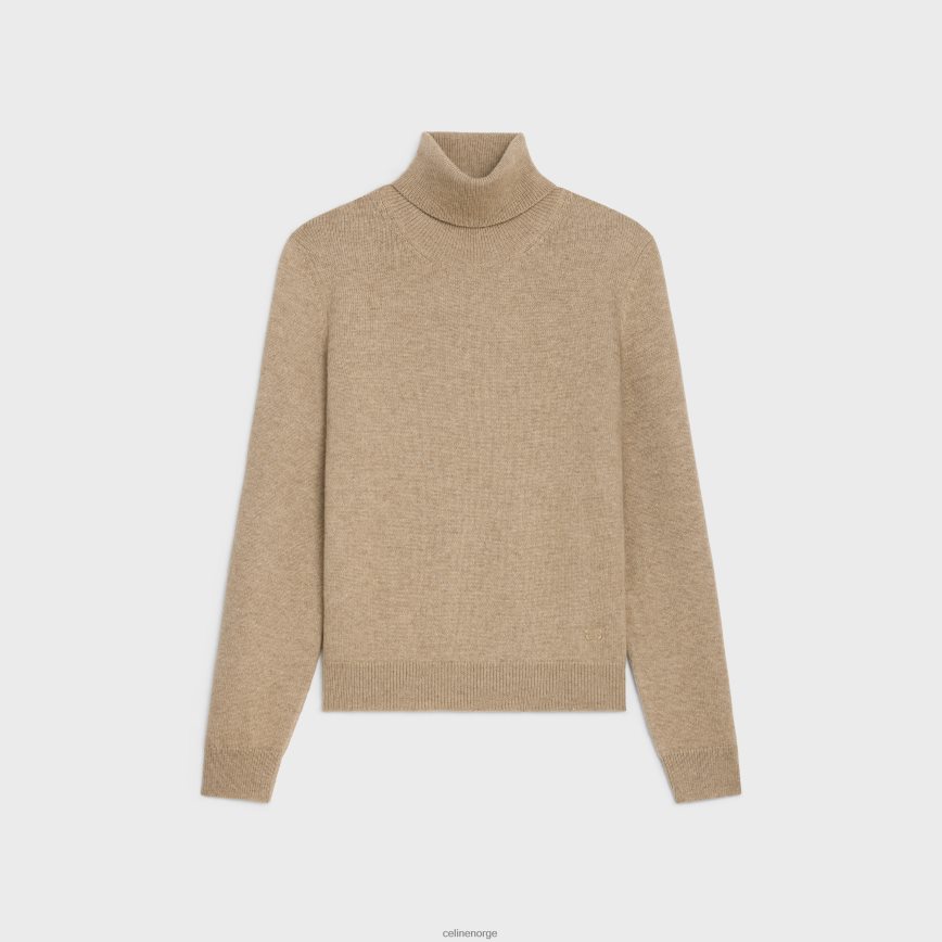 CELINE menn turtleneck genser i skotsk kashmir taupe klær TZLR6J1976