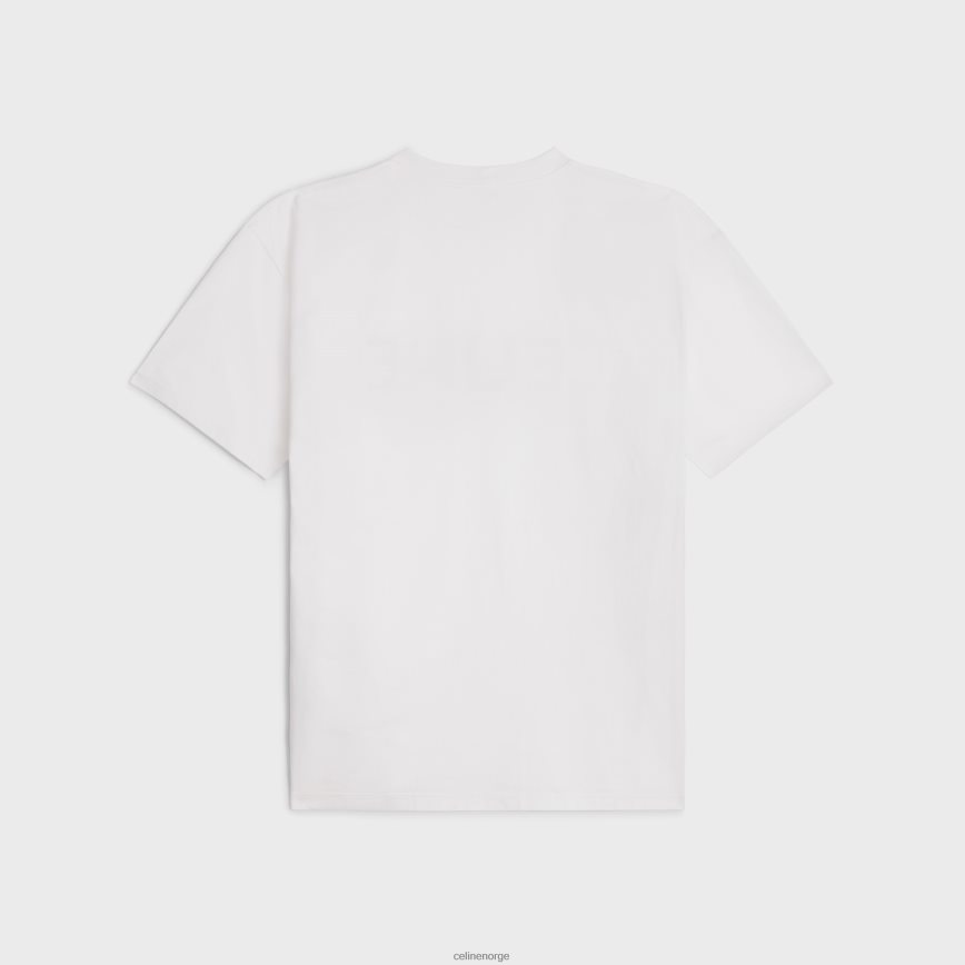 CELINE menn løs t-skjorte i bomullstrikot kritt/svart klær TZLR6J1933