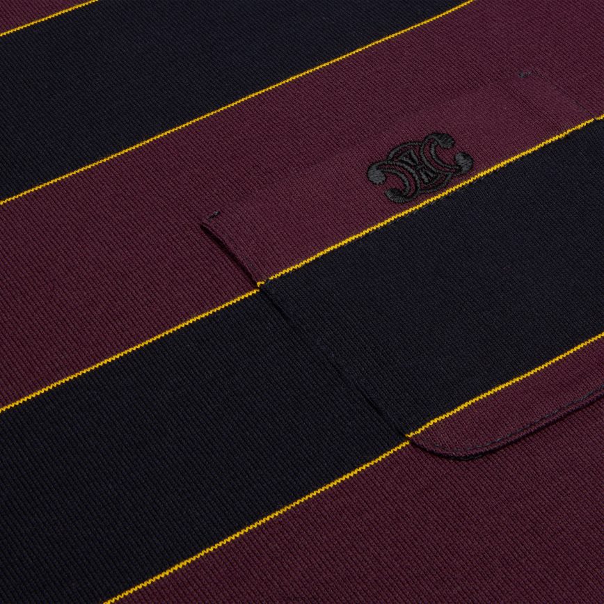 CELINE menn triomphe vanlig t-skjorte i stripet jersey burgunder/marine/gul/offwhite klær TZLR6J1818