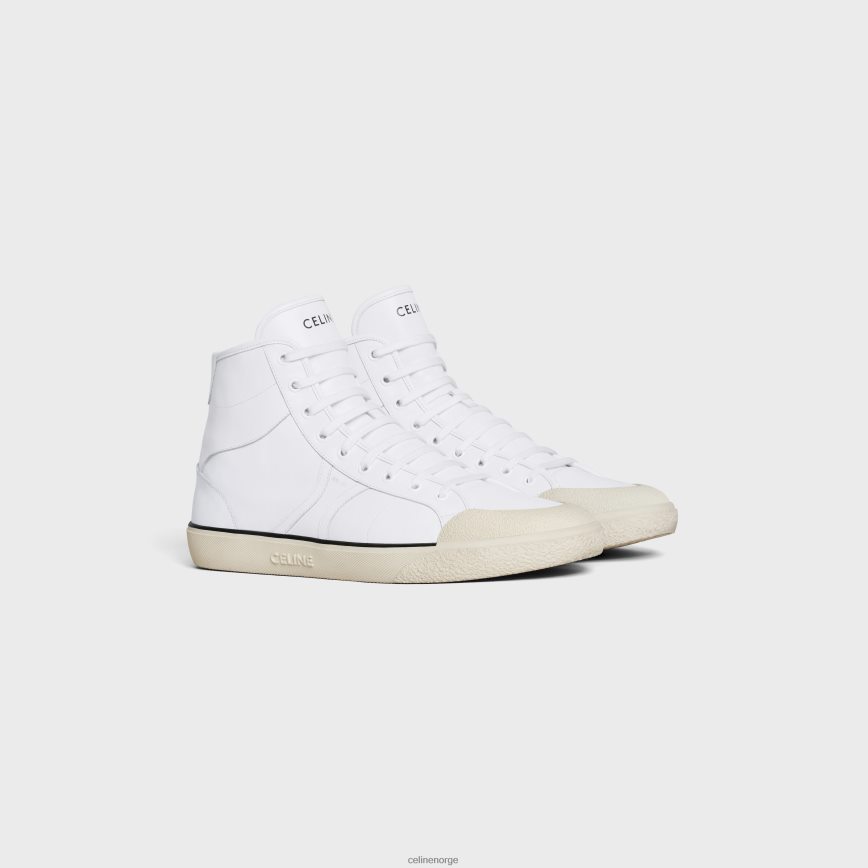 CELINE menn as-02 mid low alan sneaker i kalveskinn med snøring optikk hvit fottøy TZLR6J2053