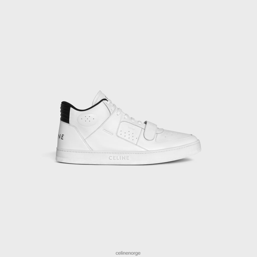 CELINE menn ct-02 mid sneaker med borrelås i kalveskinn optikk hvit/svart fottøy TZLR6J2051