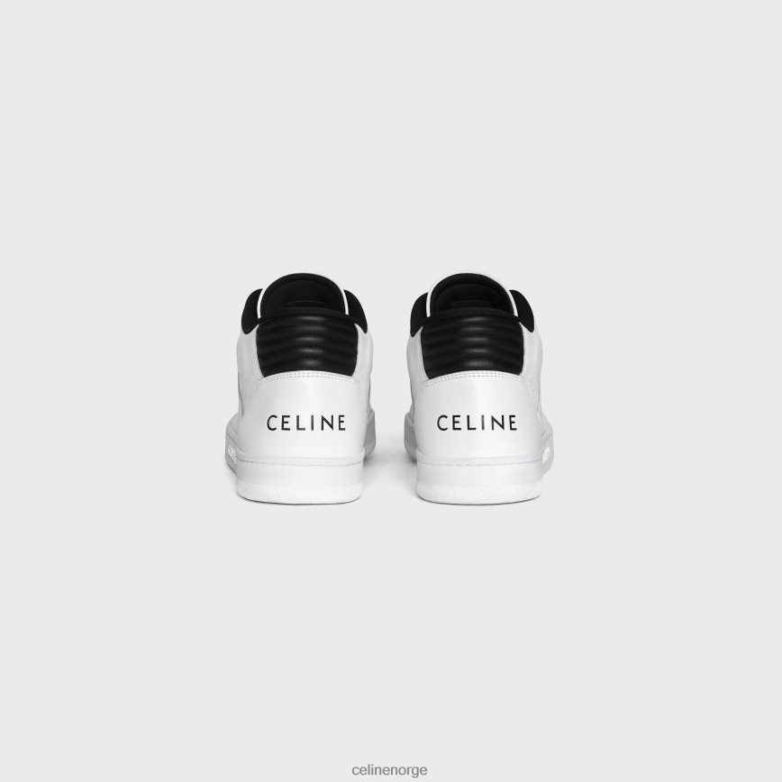 CELINE menn ct-02 mid sneaker med borrelås i kalveskinn optikk hvit/svart fottøy TZLR6J2051