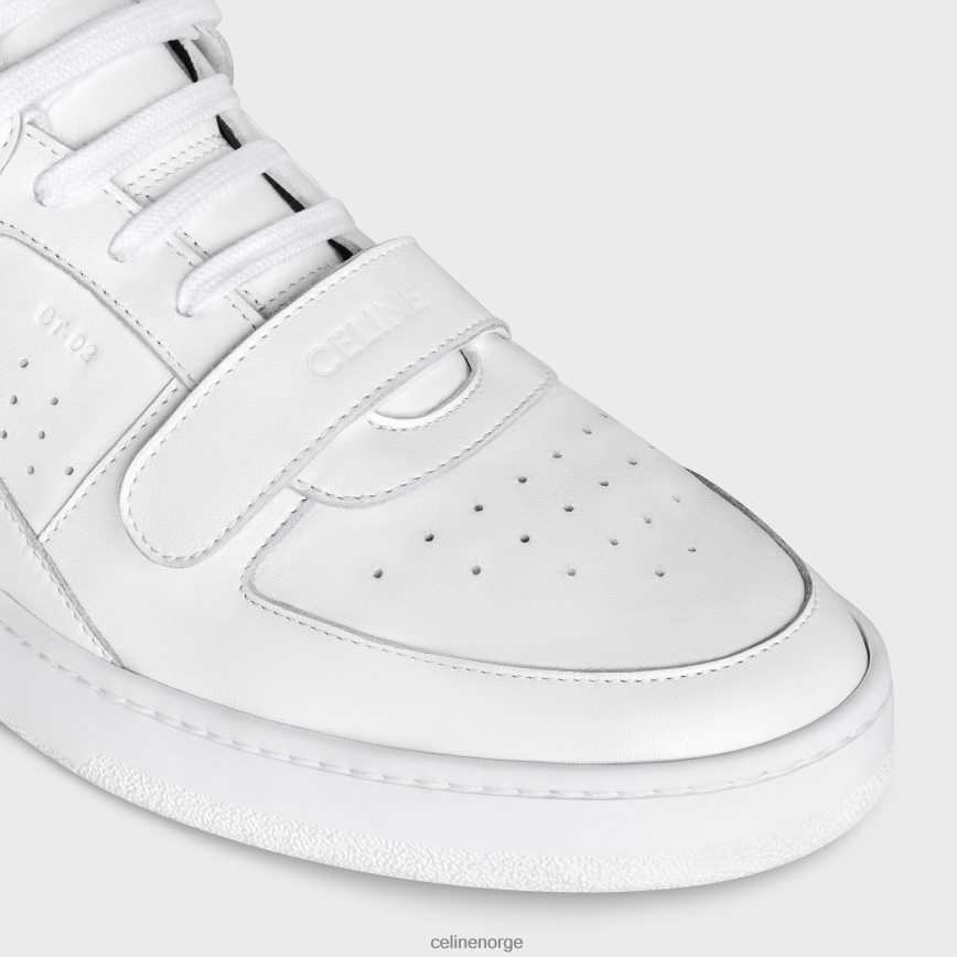 CELINE menn ct-02 mid sneaker med borrelås i kalveskinn optikk hvit/svart fottøy TZLR6J2051