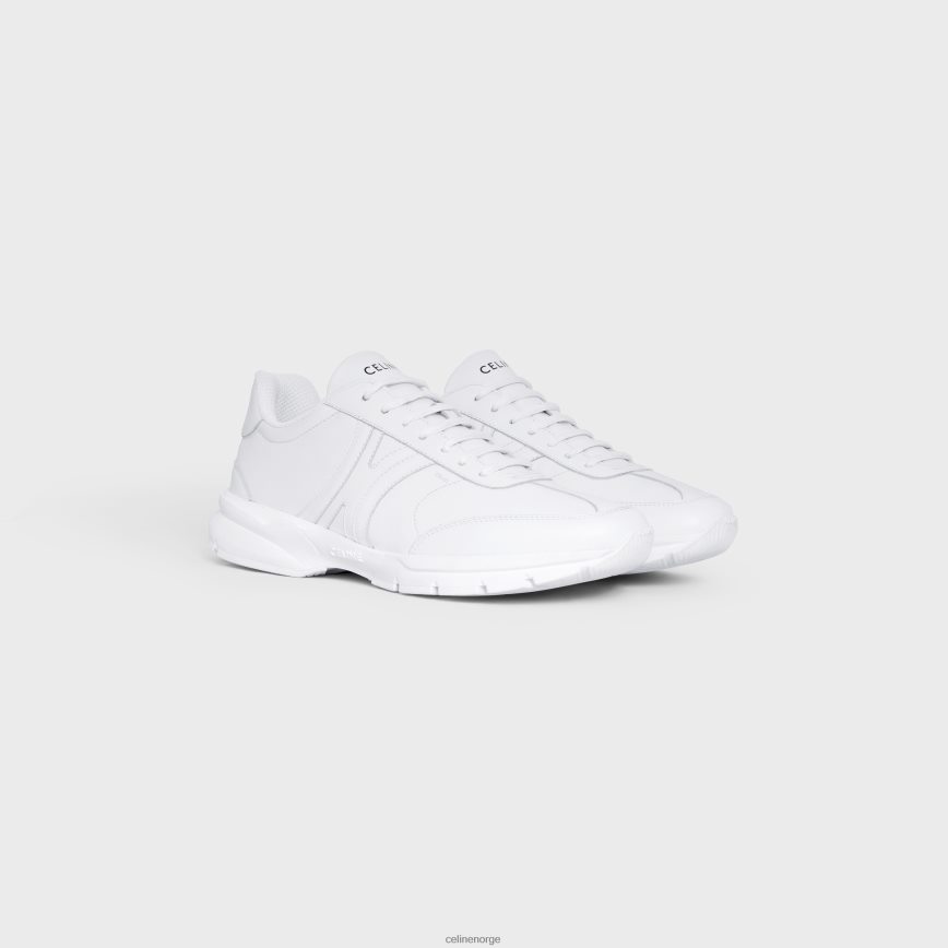 CELINE menn runner cr-01 lav snøresko i kalveskinn optikk hvit fottøy TZLR6J2030