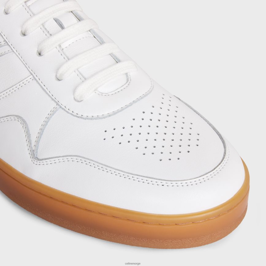 CELINE menn sneaker med lav snøresko i kalveskinn optikk hvit/beige fottøy TZLR6J2043