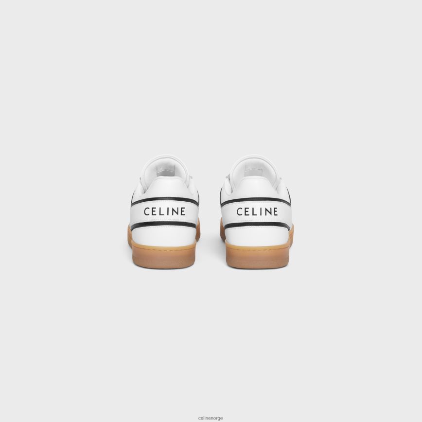 CELINE menn sneaker med lav snøresko i semsket kalveskinn og kalveskinn optikk hvit/grå/svart/beige fottøy TZLR6J2033