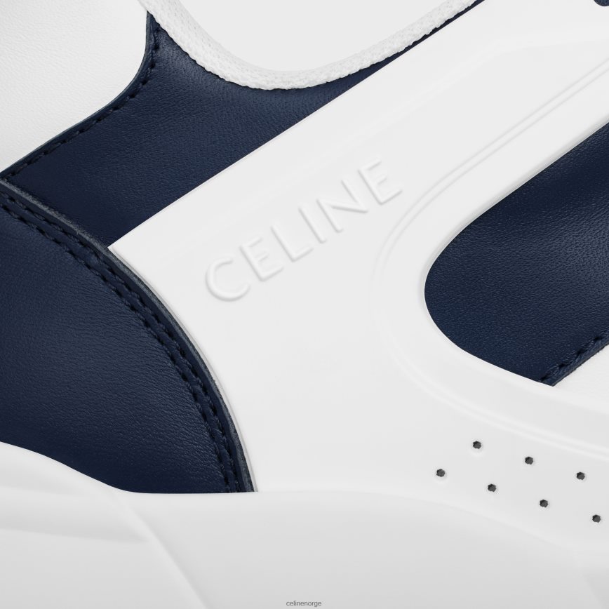 CELINE menn trainer ct-07 lav sneaker i kalveskinn optikk hvit/marine fottøy TZLR6J2032