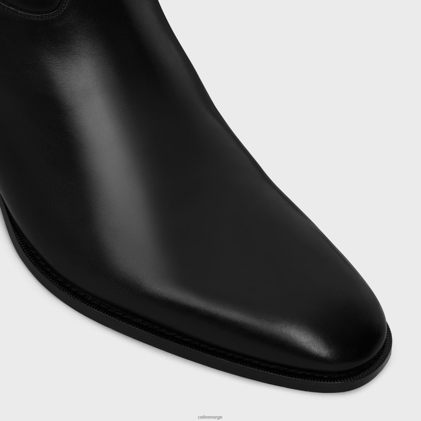 CELINE menn apotek ryggspenne med glidelås støvel i skinnende kalveskinn svart fottøy TZLR6J2036