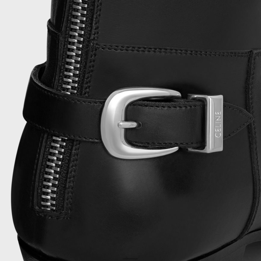 CELINE menn apotek ryggspenne med glidelås støvel i skinnende kalveskinn svart fottøy TZLR6J2036