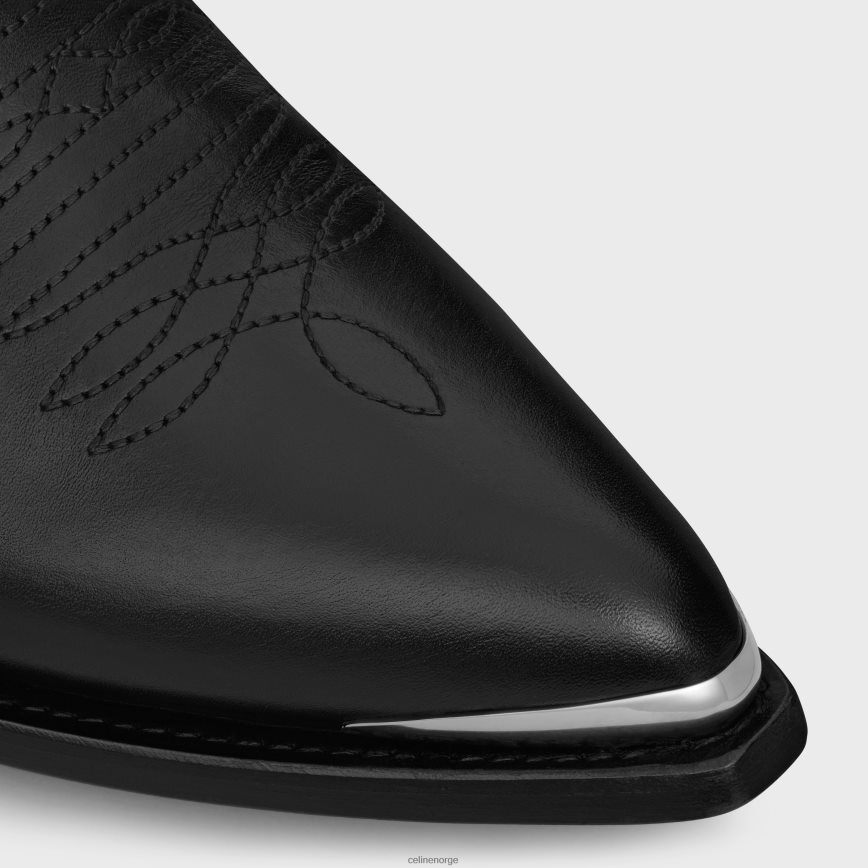 CELINE menn leon glidelåsstøvel med metalltå i skinnende kalveskinn svart fottøy TZLR6J2035