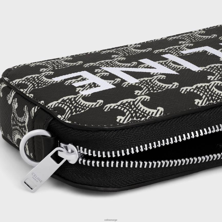 CELINE menn horisontal veske i triomphe canvas tofarget med trykk svart hvit tilbehør TZLR6J2118