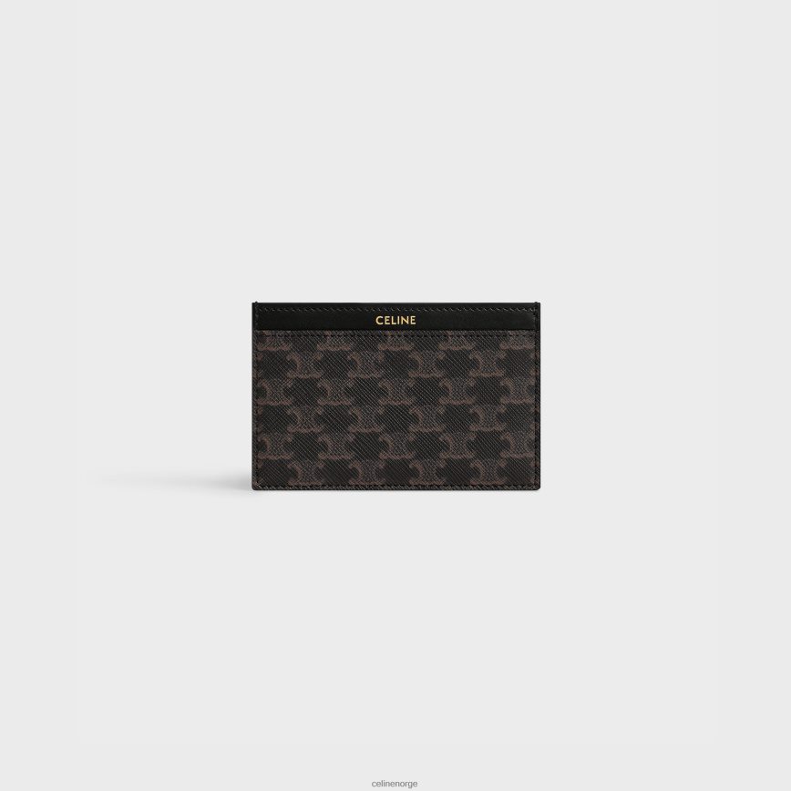 CELINE menn kortholder i triomphe canvas & kalveskinn svart tilbehør TZLR6J2131