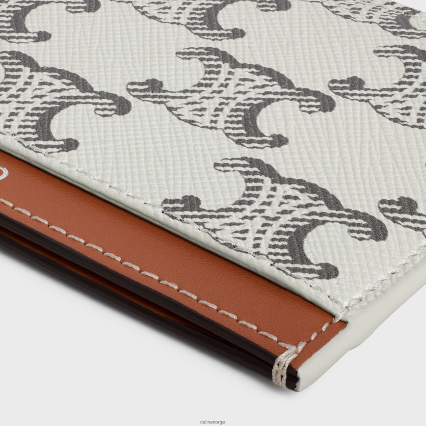 CELINE menn kortholder i triomphe canvas & kalveskinn tan/ecru tilbehør TZLR6J2132