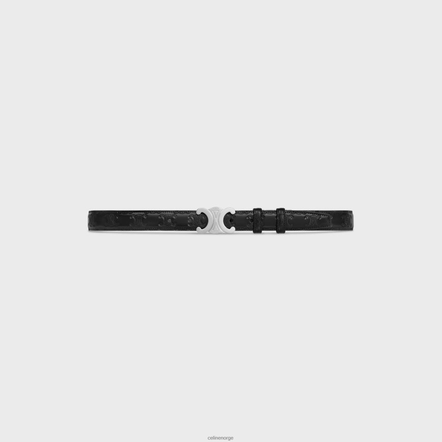 CELINE menn medium triomfbelte i taurillon med triomfpreget svart tilbehør TZLR6J2194