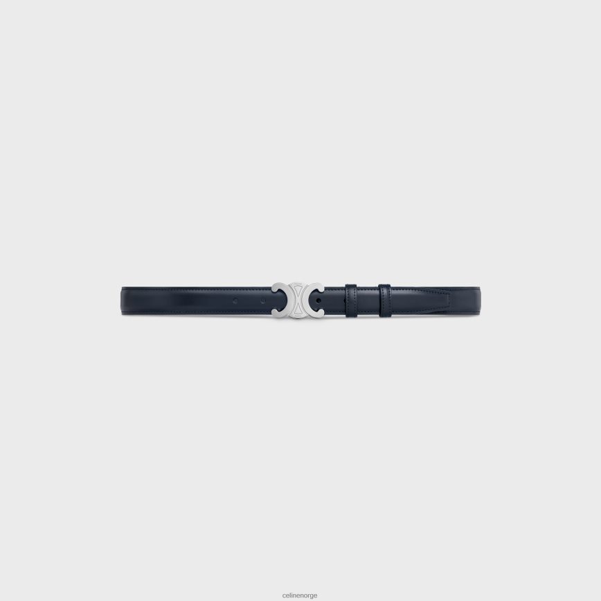 CELINE menn medium triomfbelte i taurillon-skinn bleu sacre tilbehør TZLR6J2200
