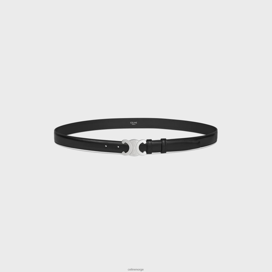 CELINE menn medium triomfbelte i taurillon-skinn svart tilbehør TZLR6J2199
