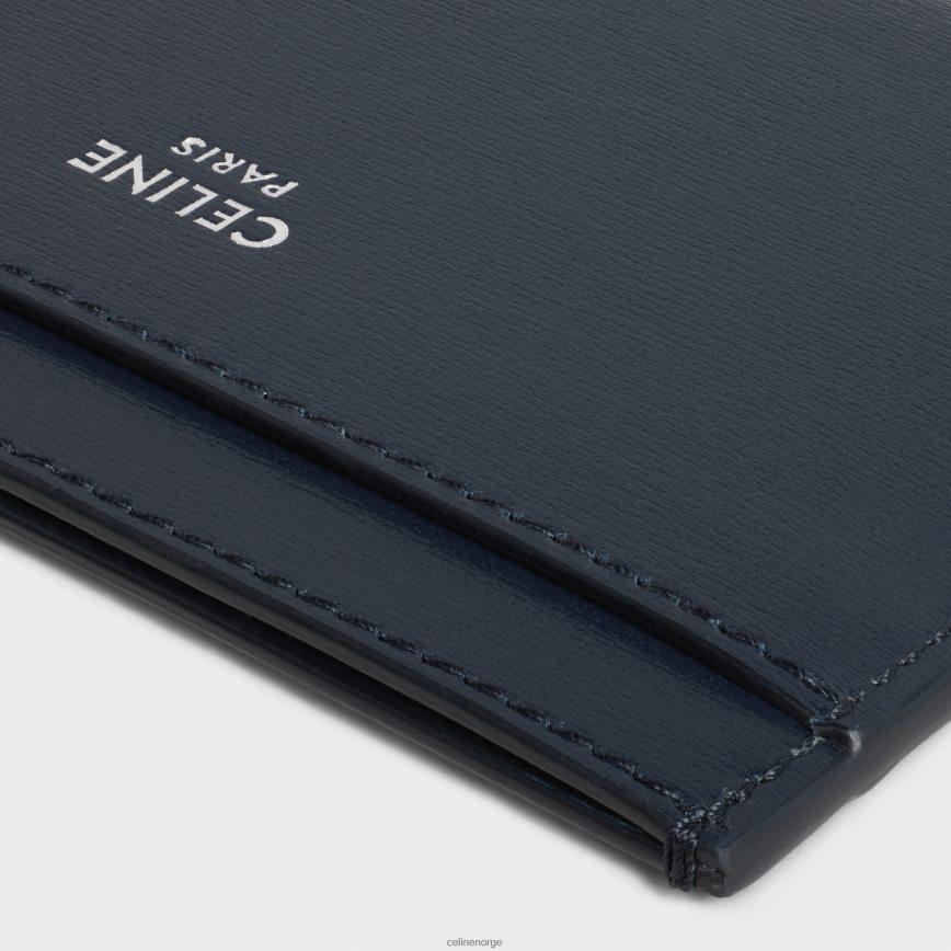 CELINE menn kortholder i skinnende kalveskinn bleu sacre tilbehør TZLR6J2149