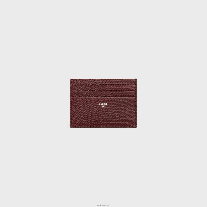 CELINE menn stor kortholder i øglepreget kalveskinn burgunder tilbehør TZLR6J2151