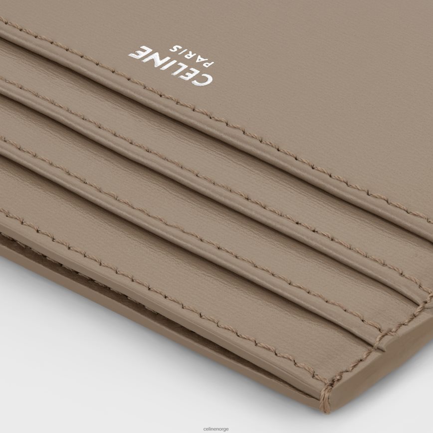 CELINE menn stor kortholder i skinnende kalveskinn smokey taupe tilbehør TZLR6J2152