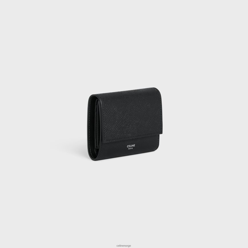 CELINE menn liten trefoldet lommebok i kornet kalveskinn svart tilbehør TZLR6J2166