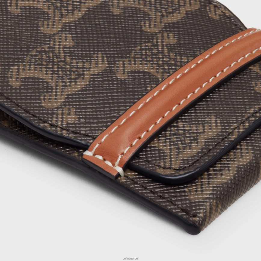 CELINE menn bagasjelapp i triomphe-lerret og kalveskinn tan tilbehør TZLR6J1635