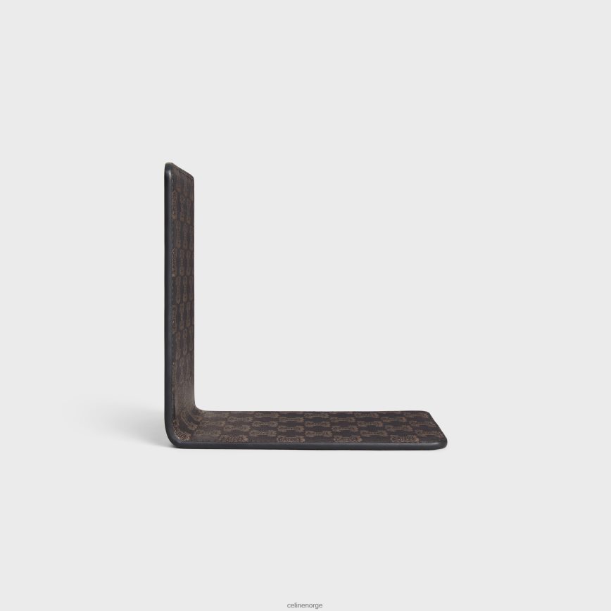 CELINE menn bokstøtte i lammeskinn med triomf-lerretstrykk svart/brun tilbehør TZLR6J1656