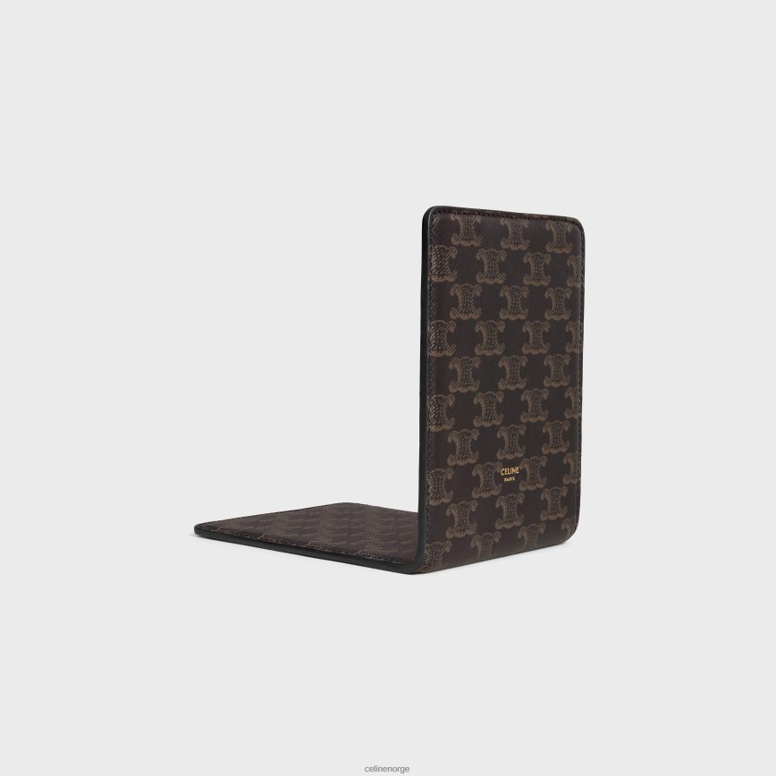 CELINE menn bokstøtte i lammeskinn med triomf-lerretstrykk svart/brun tilbehør TZLR6J1656