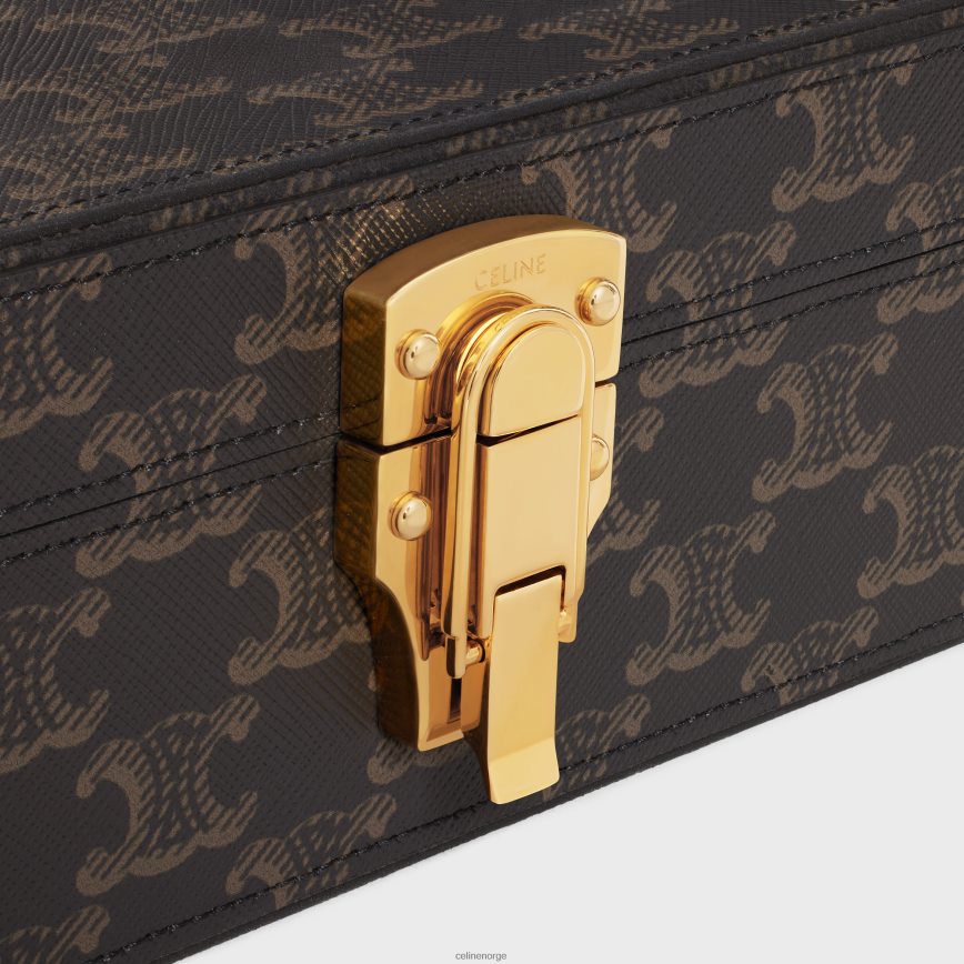 CELINE menn brevpapiretui i triomf-lerret svart/brun tilbehør TZLR6J1636