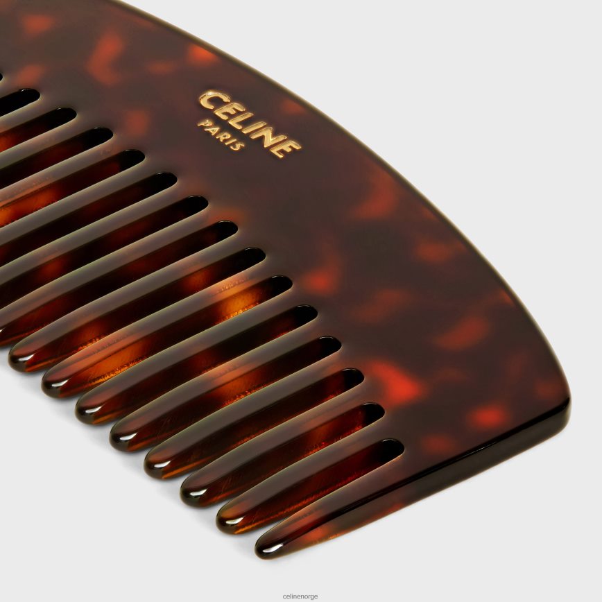 CELINE menn buet hårkam i triomf-lerret svart/brun tilbehør TZLR6J1610