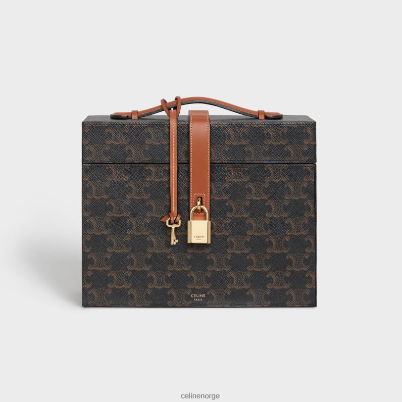 CELINE menn etui 3 parfymer 6,8 fl.oz i triomf-lerret og naturlig kalveskinn V0PT61470 tilbehør tan