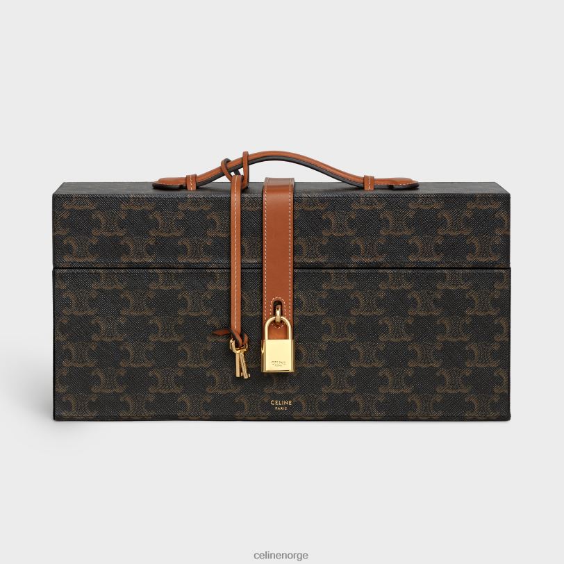 CELINE menn etui 5 parfymer 3,4 fl.oz i triomf-lerret og naturlig kalveskinn V0PT61469 tilbehør tan