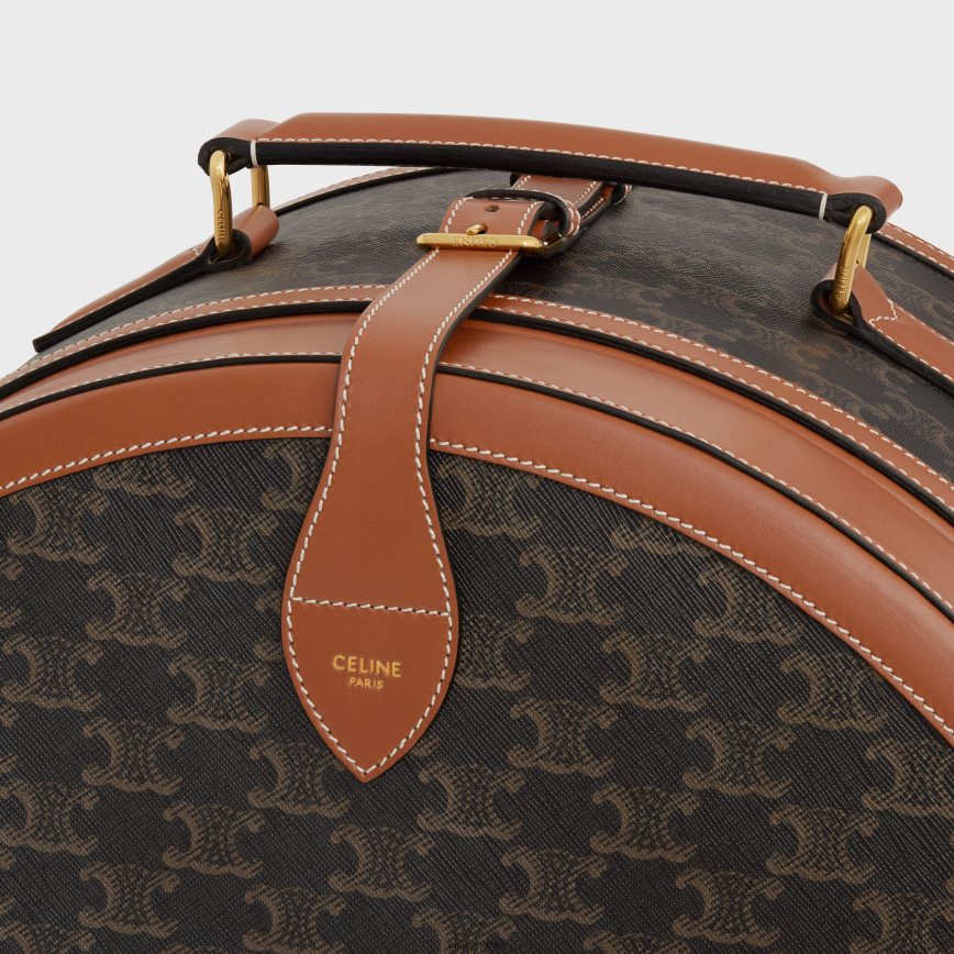 CELINE menn fedora-etui i triomphe-lerret og kalveskinn tan tilbehør TZLR6J1631