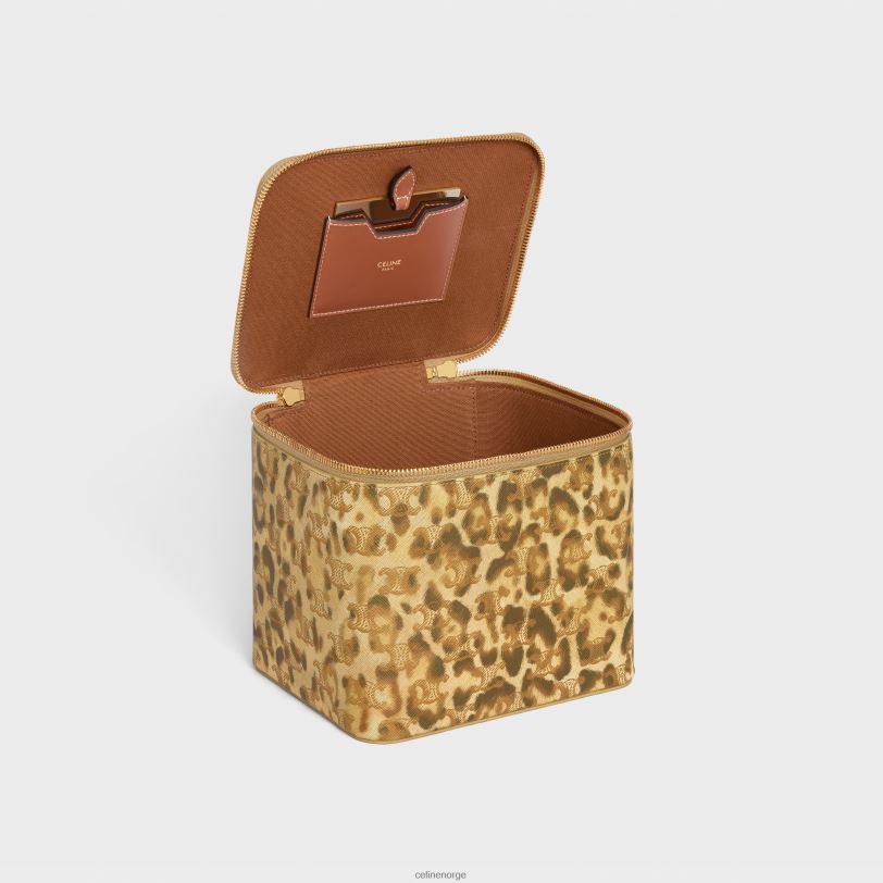 CELINE menn firkantet sminkekoffert i triomf-lerret med trykk og kalveskinn V0PT61566 tilbehør leopard