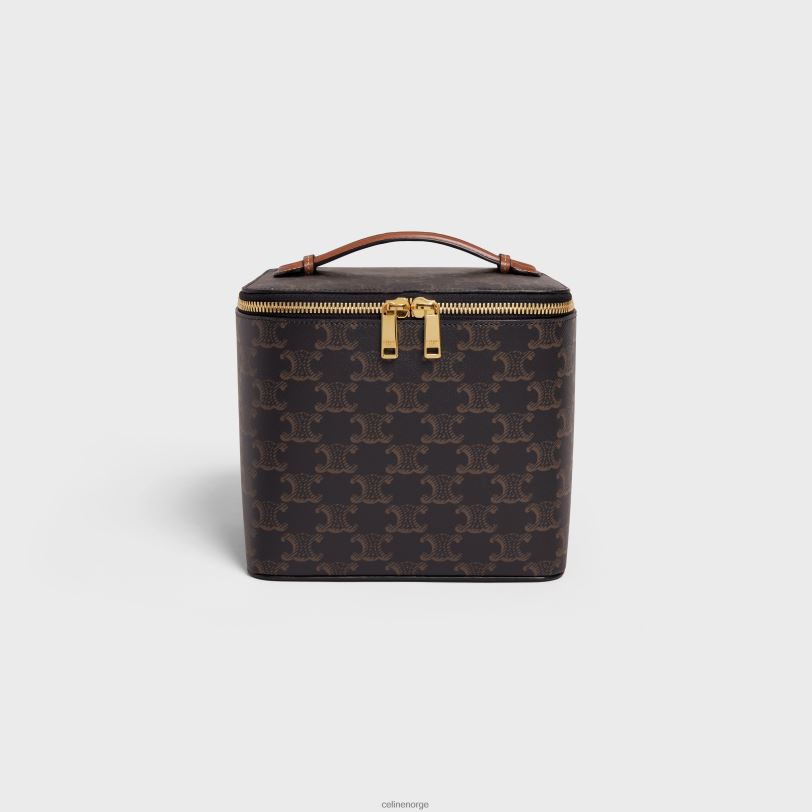 CELINE menn firkantet sminkekoffert i triomf-lerret og kalveskinn V0PT61485 tilbehør tan