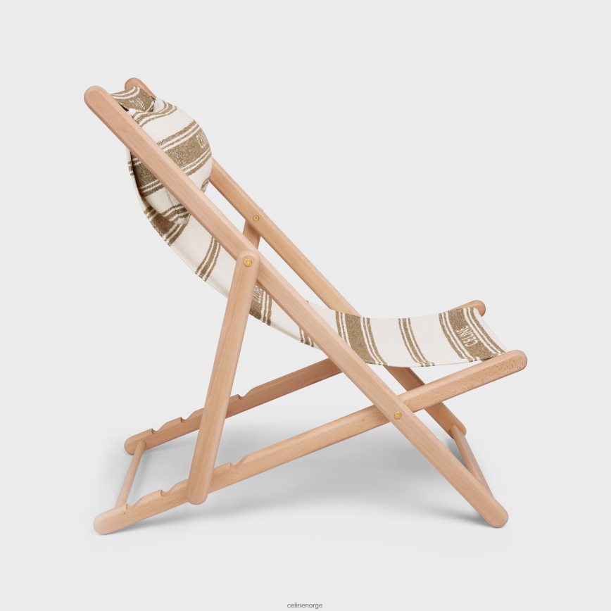 CELINE menn fluktstol i tre og tekstil med jacquard brun/beige tilbehør TZLR6J1693