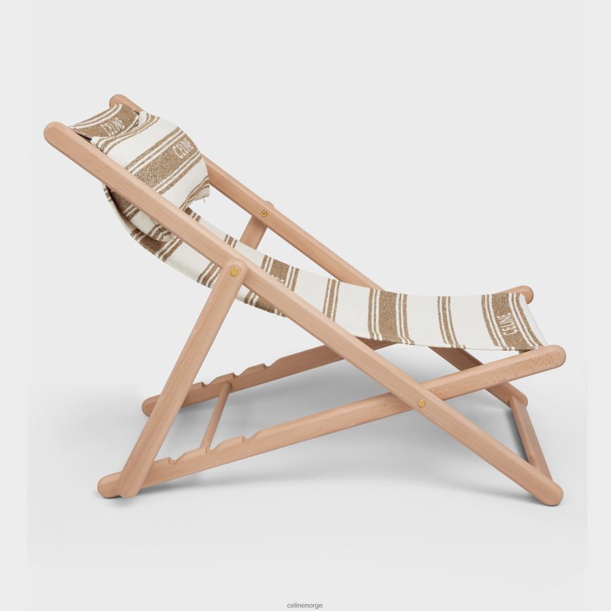 CELINE menn fluktstol i tre og tekstil med jacquard brun/beige tilbehør TZLR6J1693