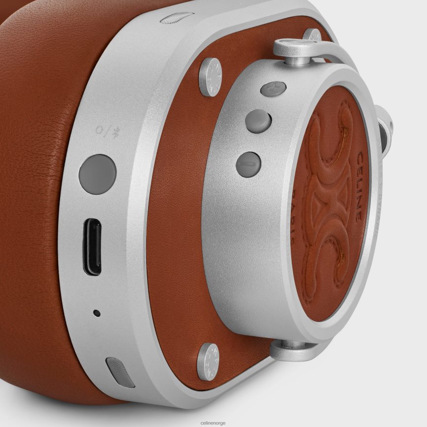 CELINE menn hodetelefoner i naturlig kalveskinn og lammeskinn med triomfpreget tan tilbehør TZLR6J1666