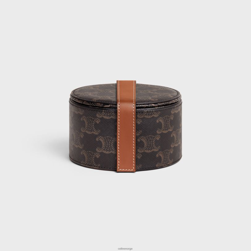CELINE menn juveletui i triomf-lerret og kalveskinn V0PT61584 tilbehør tan