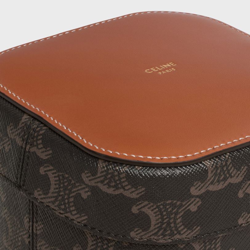 CELINE menn liten boks i triomphe canvas & kalveskinn V0PT61538 tilbehør tan