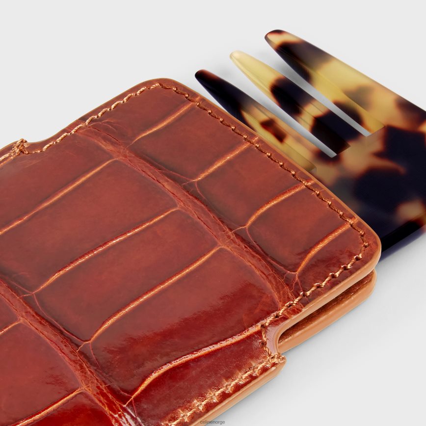 CELINE menn liten hårkam i krokodille lønnetre tilbehør TZLR6J1611