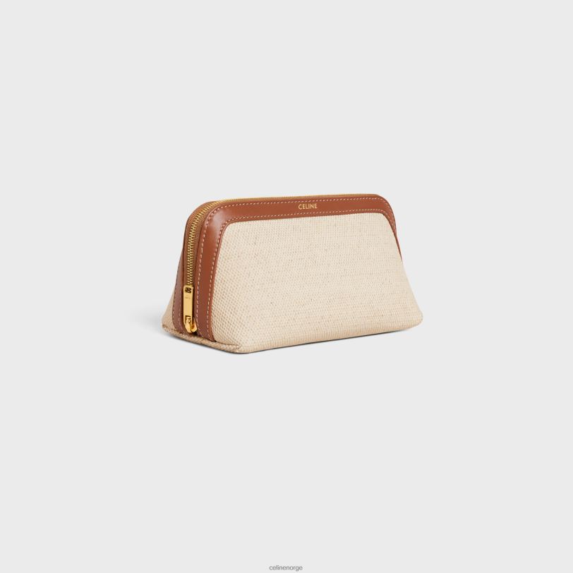 CELINE menn liten kosmetikkpung i tekstil og kalveskinn V0PT61579 tilbehør naturlig/brun