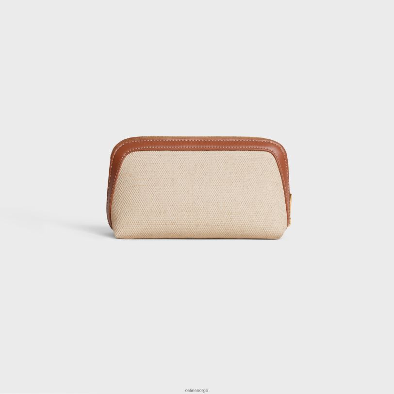 CELINE menn liten kosmetikkpung i tekstil og kalveskinn V0PT61579 tilbehør naturlig/brun