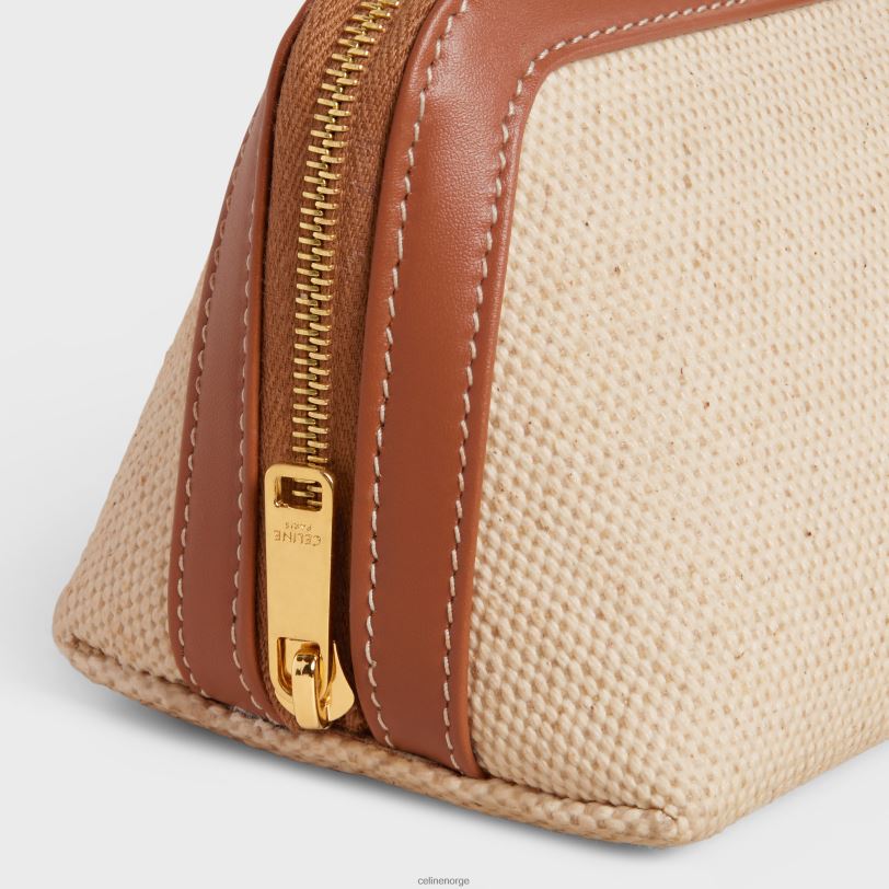 CELINE menn liten kosmetikkpung i tekstil og kalveskinn V0PT61579 tilbehør naturlig/brun