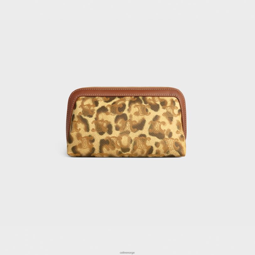 CELINE menn liten kosmetikkpung i triomf-lerret med trykk og kalveskinn V0PT61569 tilbehør leopard