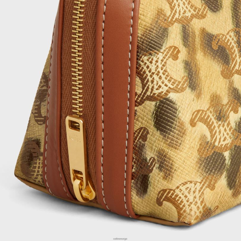 CELINE menn liten kosmetikkpung i triomf-lerret med trykk og kalveskinn V0PT61569 tilbehør leopard