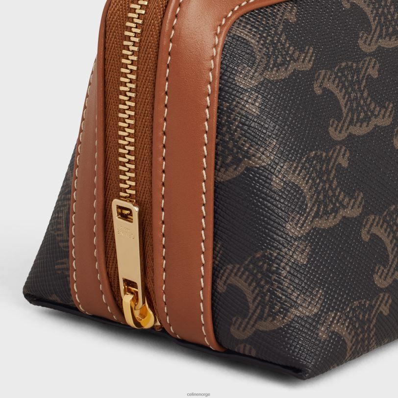 CELINE menn liten kosmetikkpung i triomf-lerret og kalveskinn V0PT61573 tilbehør tan