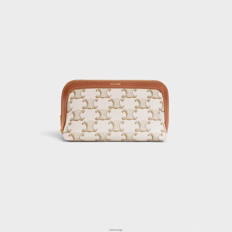 CELINE menn liten kosmetikkpung i triomf-lerret og kalveskinn V0PT61576 tilbehør hvit