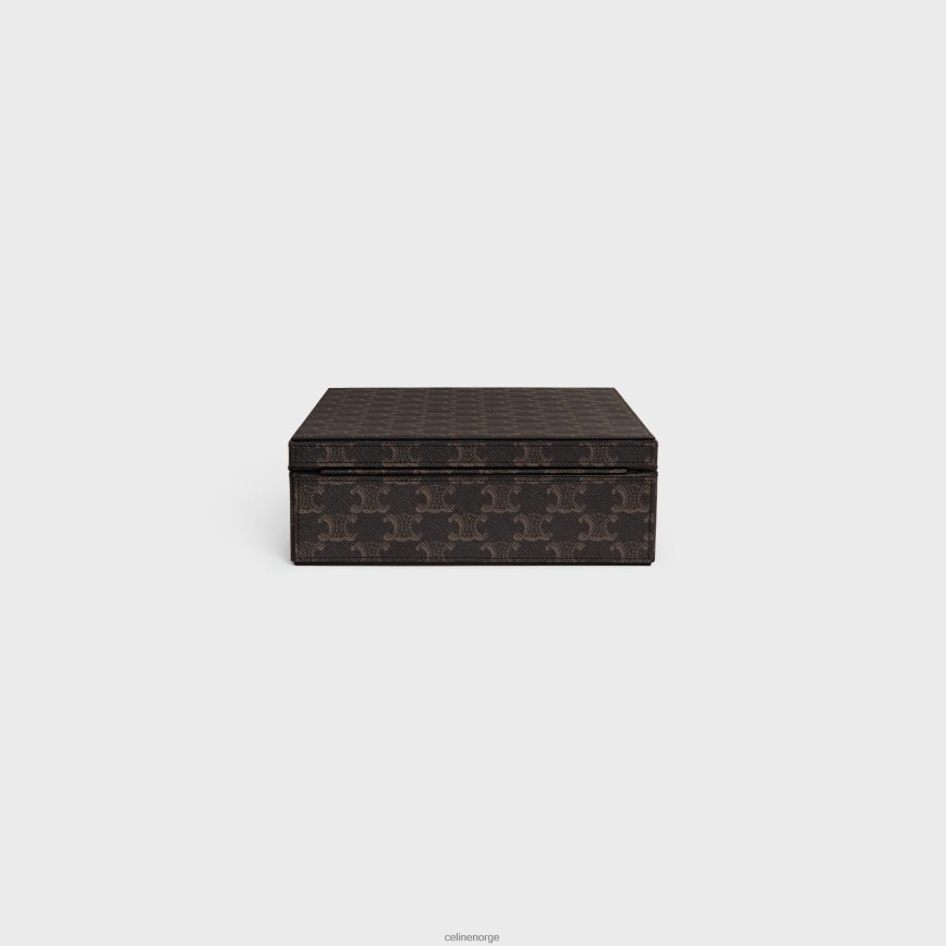 CELINE menn liten skrivesak i triomf-lerret og kalveskinn tan tilbehør TZLR6J1637