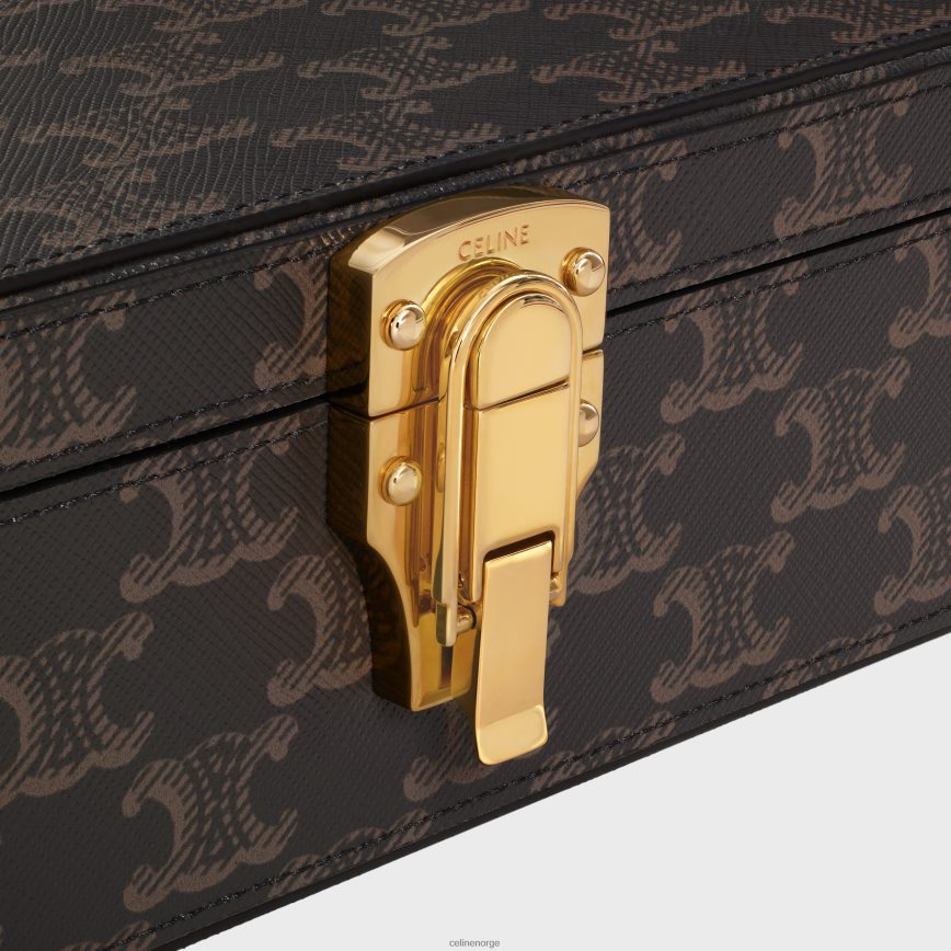 CELINE menn liten skrivesak i triomf-lerret og kalveskinn tan tilbehør TZLR6J1637