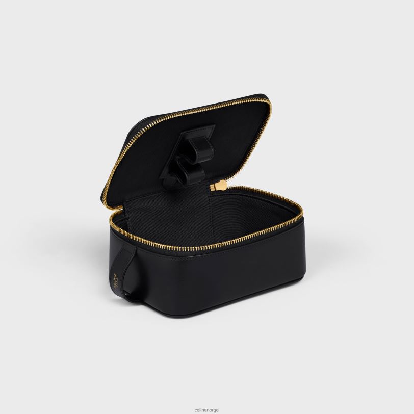 CELINE menn liten toalettmappe i skinnende kalveskinn V0PT61586 tilbehør svart